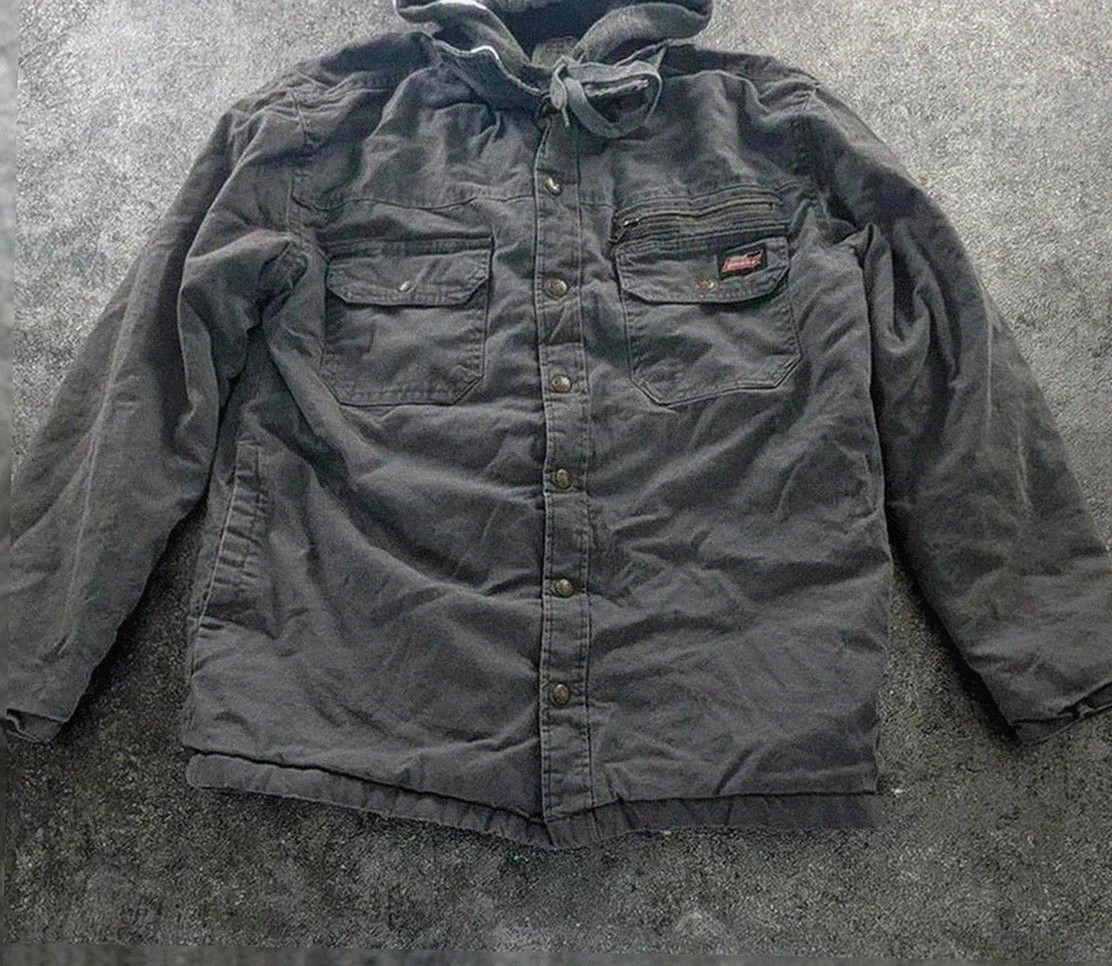 Veste Dickies workwear grise canvas capuche sweat doublure matelassée L outdoor streetwear biker