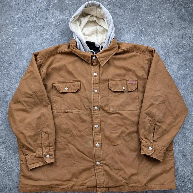 Dickies veste workwear vintage marron canvas doublée capuche XXL oversize