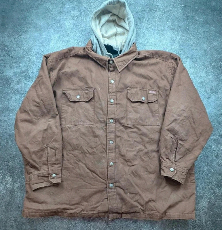 Dickies veste workwear vintage marron canvas doublée capuche XXL oversize – Dickies – taille XXL 2