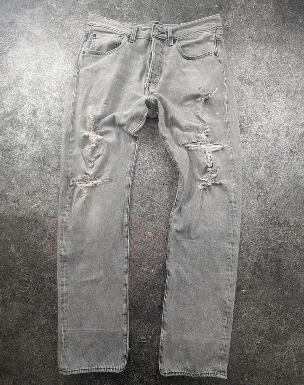 Jean Levi’s 501 W31 L32 gris denim vintage straight fit destroy workwear streetwear – Levi's – taille W31 | FR 40 2