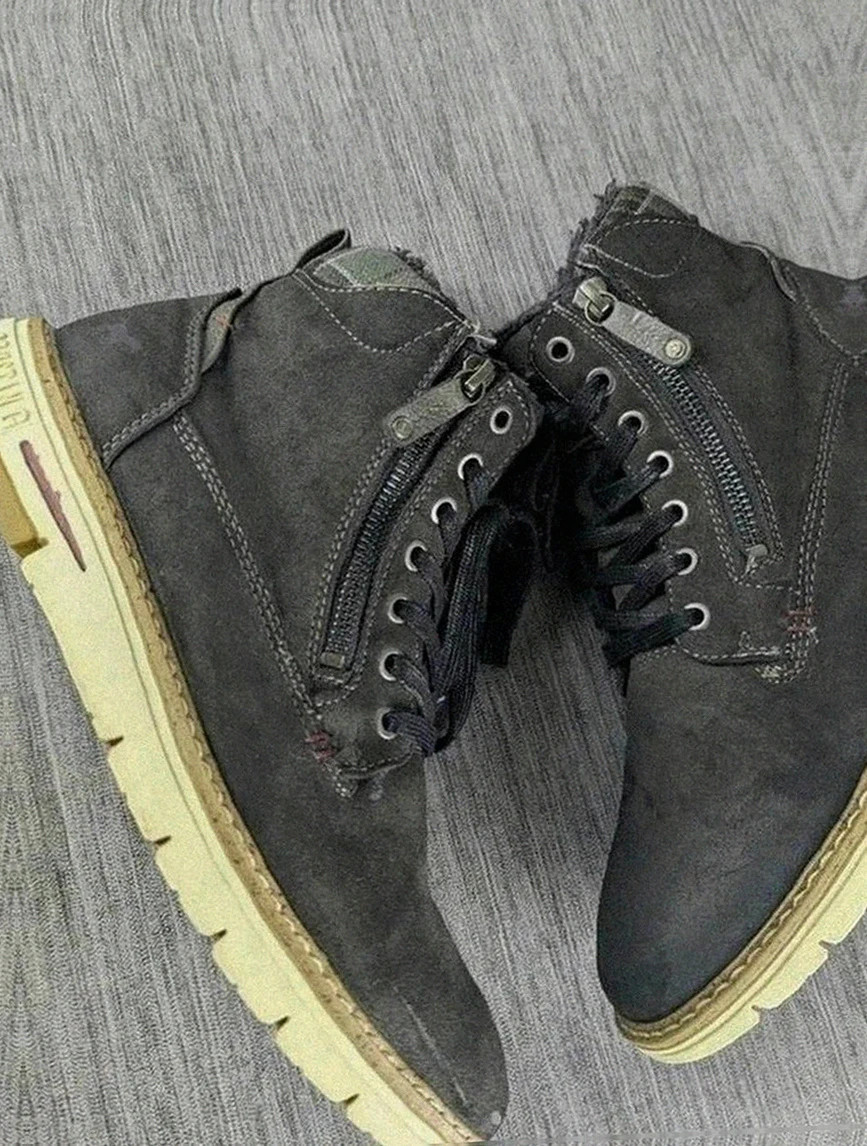 Bottines Mustang noires doublées style workwear vintage en daim taille 41 a carreaux – Mustang – taille 41 2