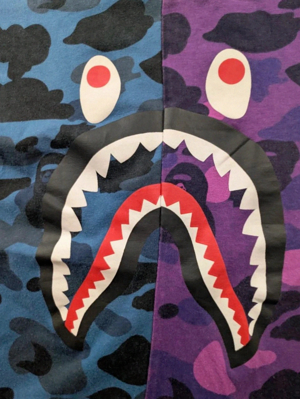 T shirt A Bathing Ape Bape shark camo split bleu violet M streetwear hype – A Bathing Ape (BAPE) – taille M 2
