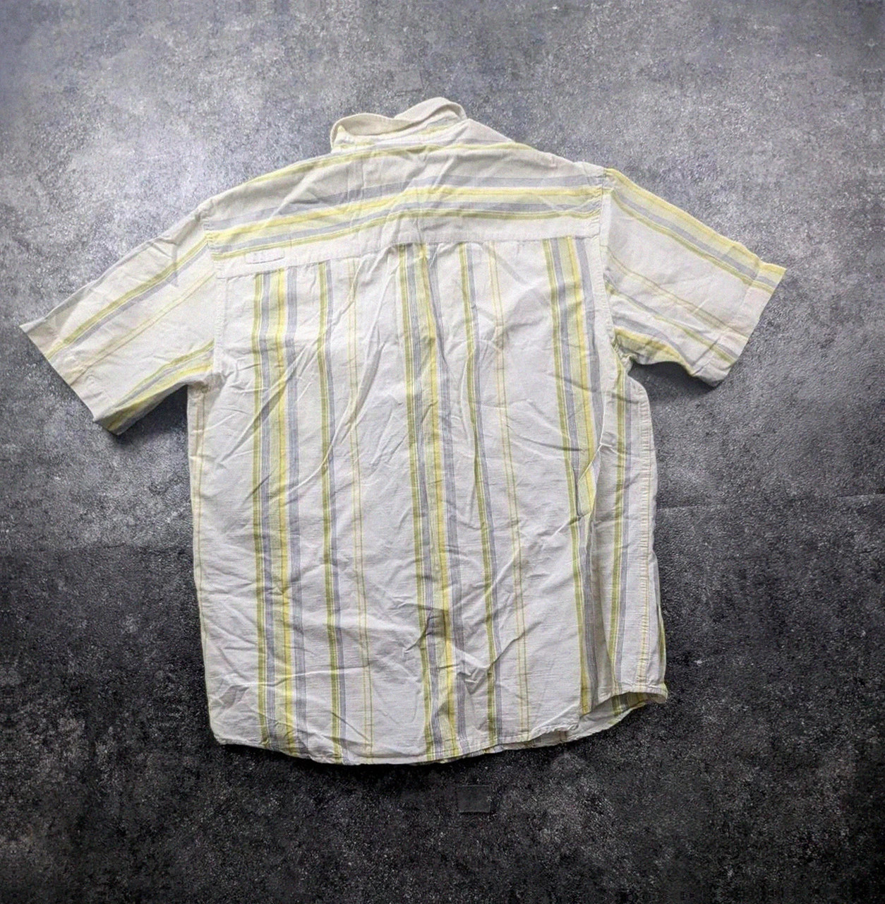 Chemise Oxbow L Rayée Beige Vert Homme 100 % Coton Manches Courtes Casual Surf Vintage – Oxbow – taille L 3