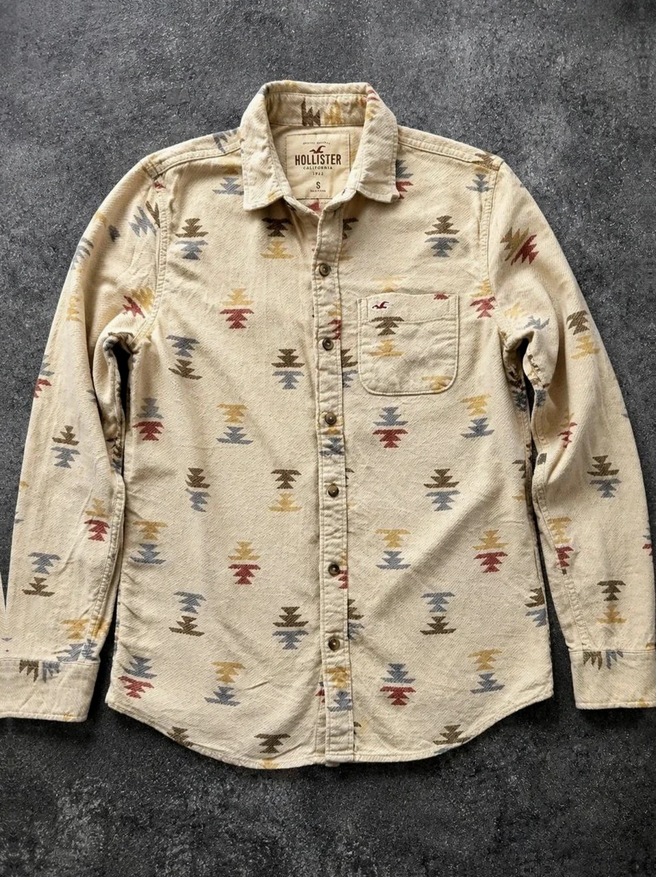 Chemise Pacific Merchants Hollister California 1922 Southwestern Aztec Western 100% coton – S