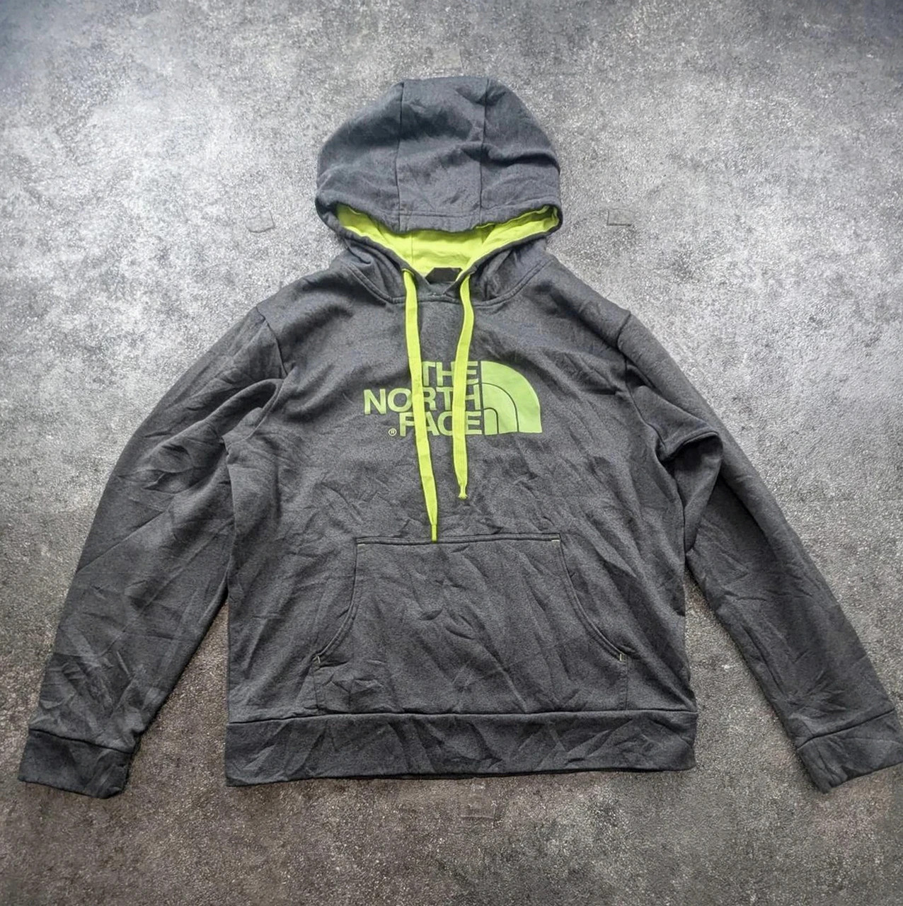 Sweat à capuche The North Face gris chiné vert fluo M hoodie outdoor streetwear techwear – The North Face – taille S 2