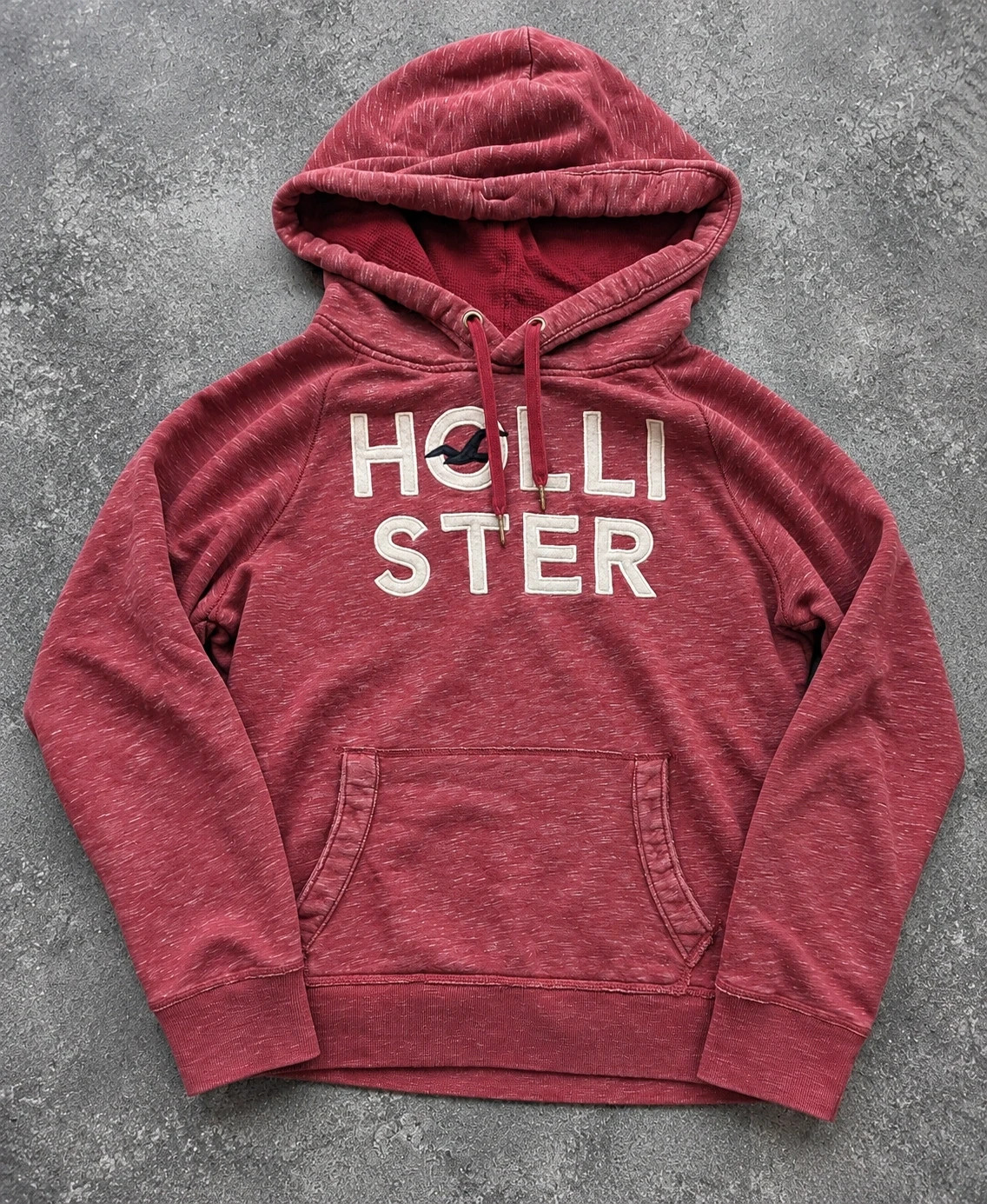 Hollister Sweat à Capuche rouge Chiné – Hoodie Logo Brodé – Style Casual US – Taille M