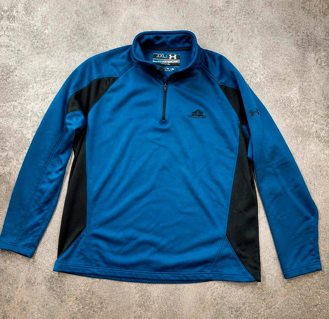 Sweat Under Armour coldgear 1/4 zip bleu technique sport running Xxl