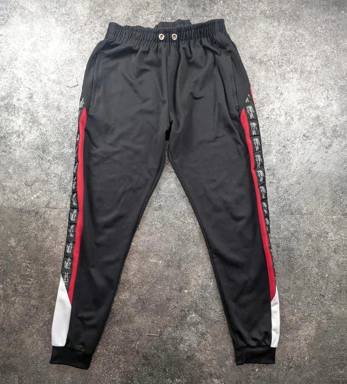 Pantalon jogging Lacoste bande logo crocodile tracksuit noir rouge streetwear M – Lacoste – taille M 2