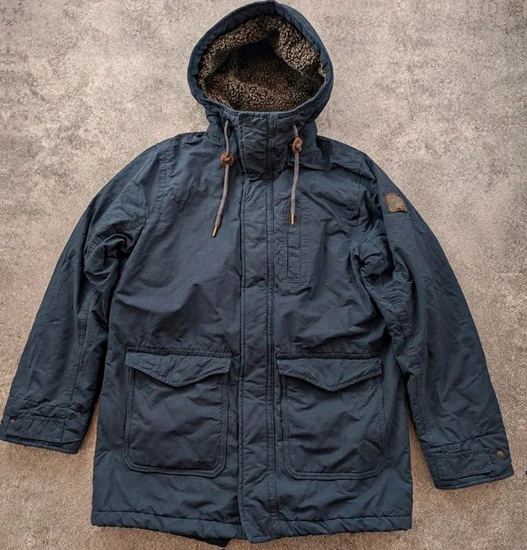 Parka Hollister California homme M bleu marine – veste hiver doublée sherpa à capuche