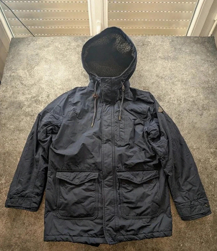 Parka Hollister California homme M bleu marine – veste hiver doublée sherpa à capuche – Hollister – taille M 2