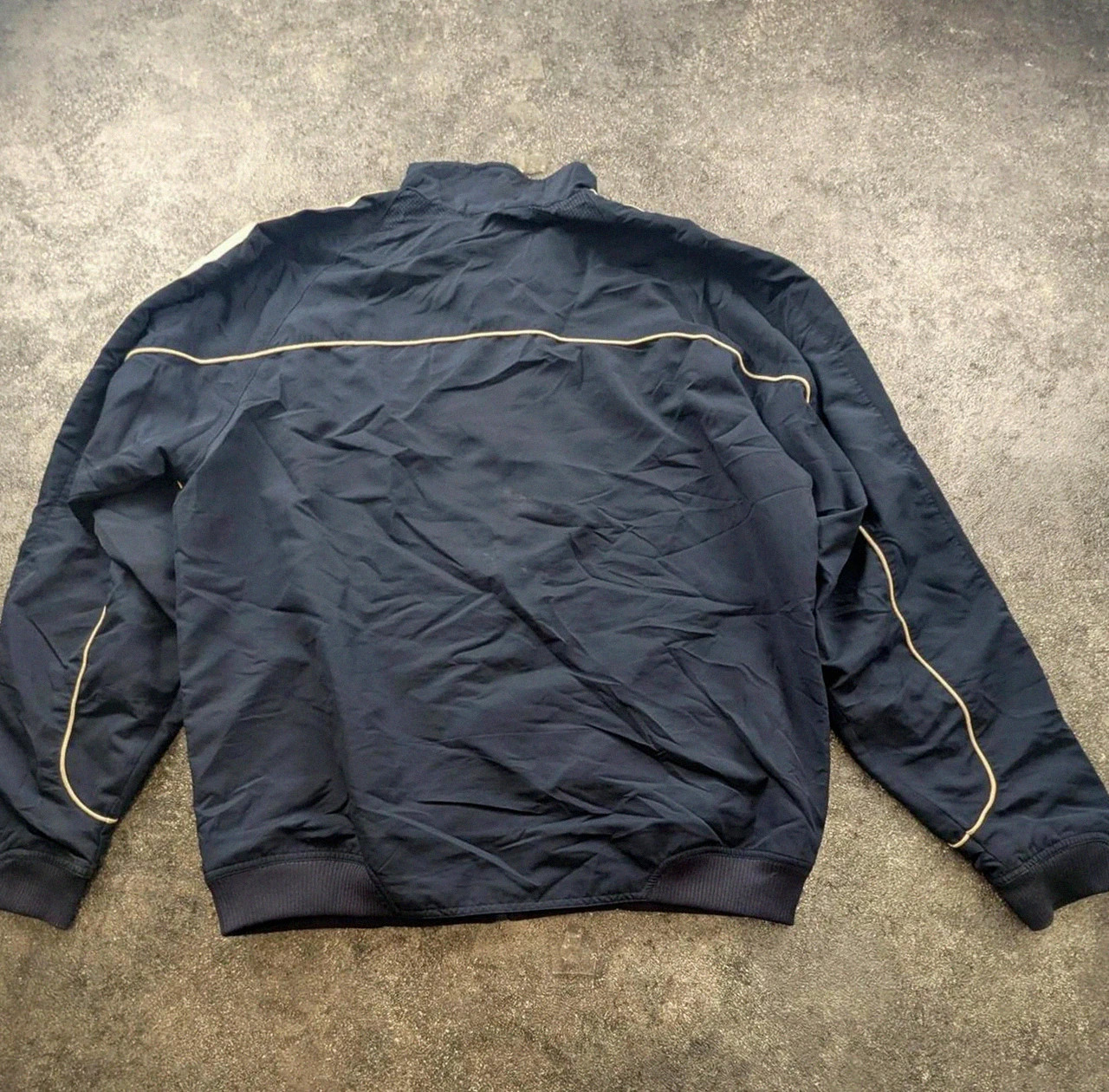Veste Adidas vintage navy beige stripes y2k track jacket coupe vent sportwear rétro Taille L – adidas – taille L 3