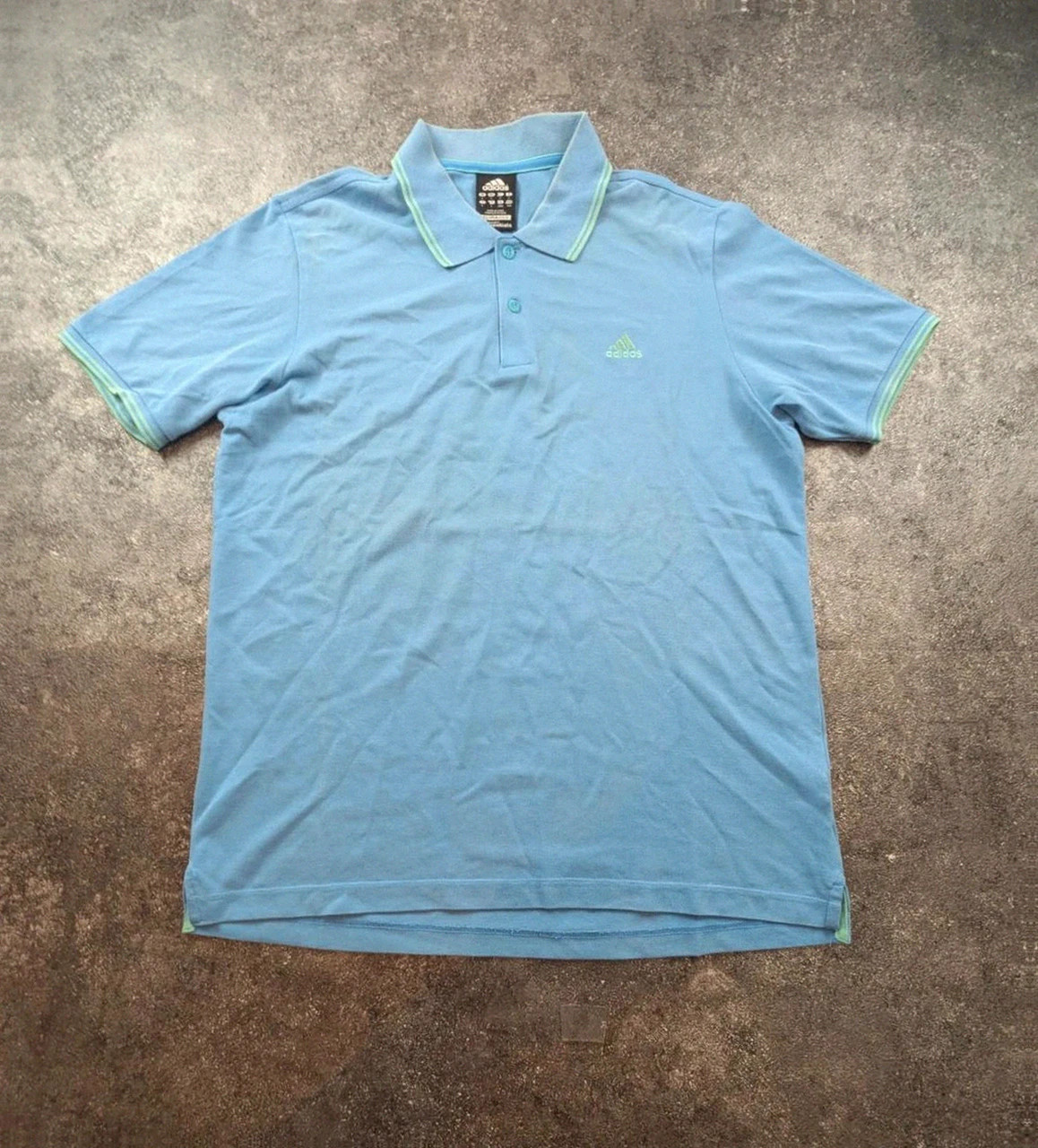 Polo Adidas Climalite Cotton bleu ciel logo brodé tennis golf Y2K taille L – adidas – taille L 2