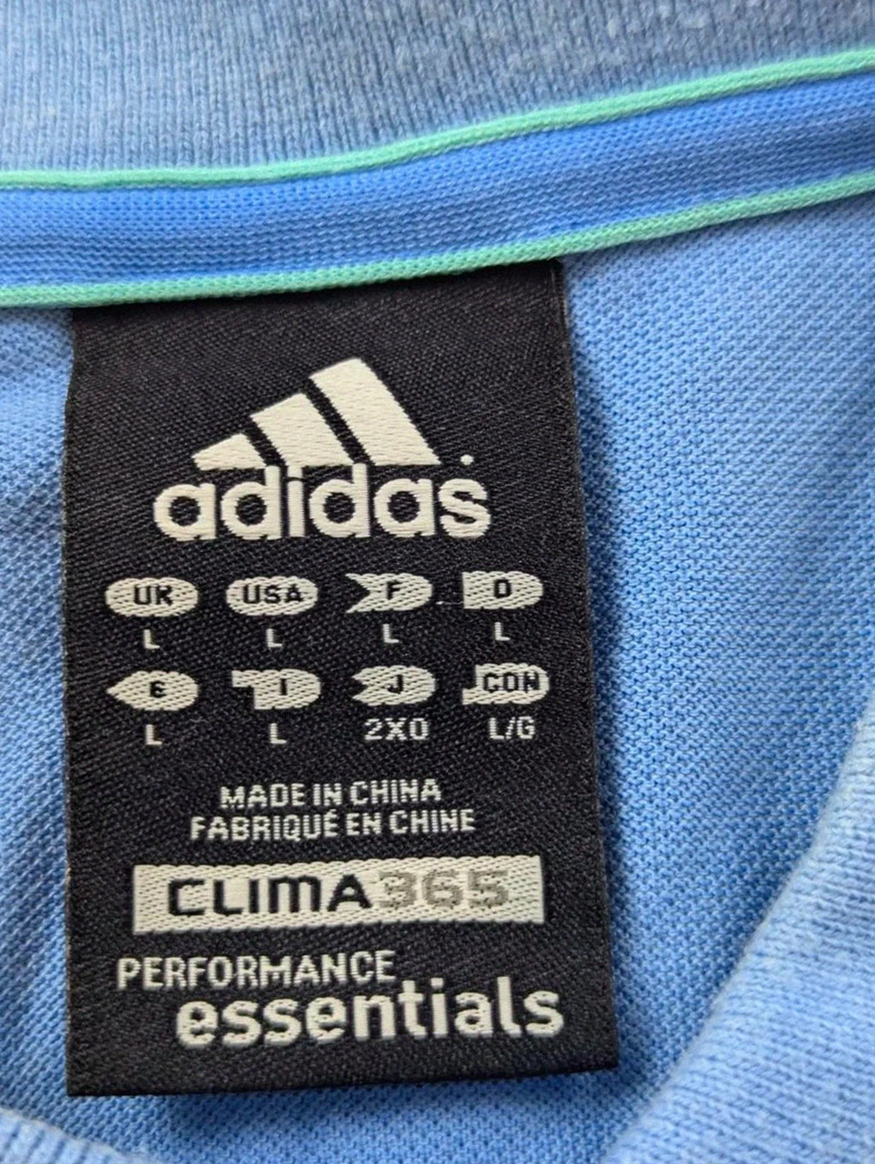 Polo Adidas Climalite Cotton bleu ciel logo brodé tennis golf Y2K taille L – adidas – taille L 4
