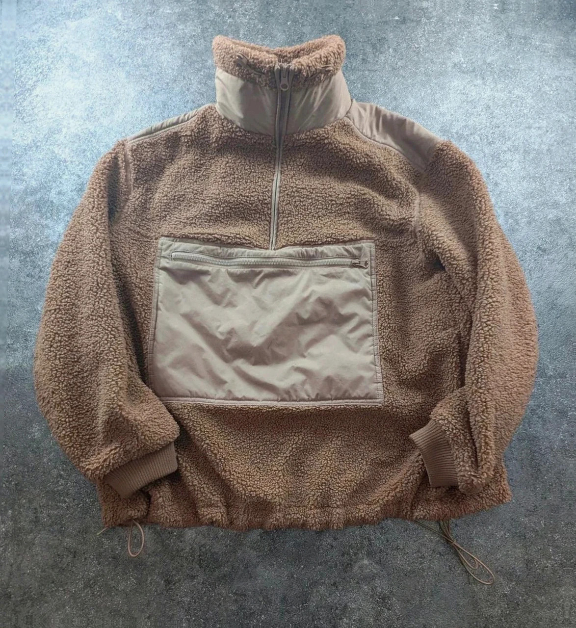 Polaire sherpa H&M beige col montant zippé poche avant streetwear style Tnf outdoor S/M/L
