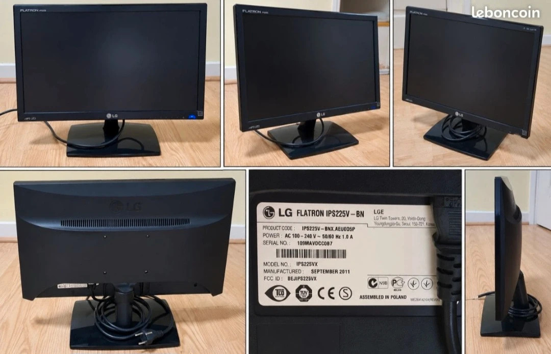 Écran PC LG Flatron IPS225V-BN 21,5" Full HD IPS – Très bon état