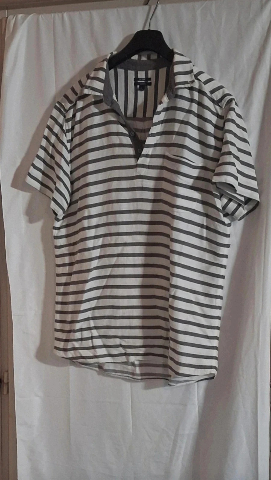 Polo homme rayé gris/blanc - Marque Kiabi – taille L – regular fit