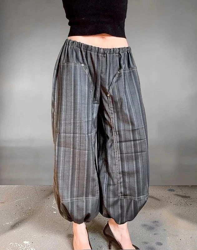 Pantalon sarouel/lantern asymétrique cousu main en laine mélangée – Fait Main – taille S / 36 / 8 2