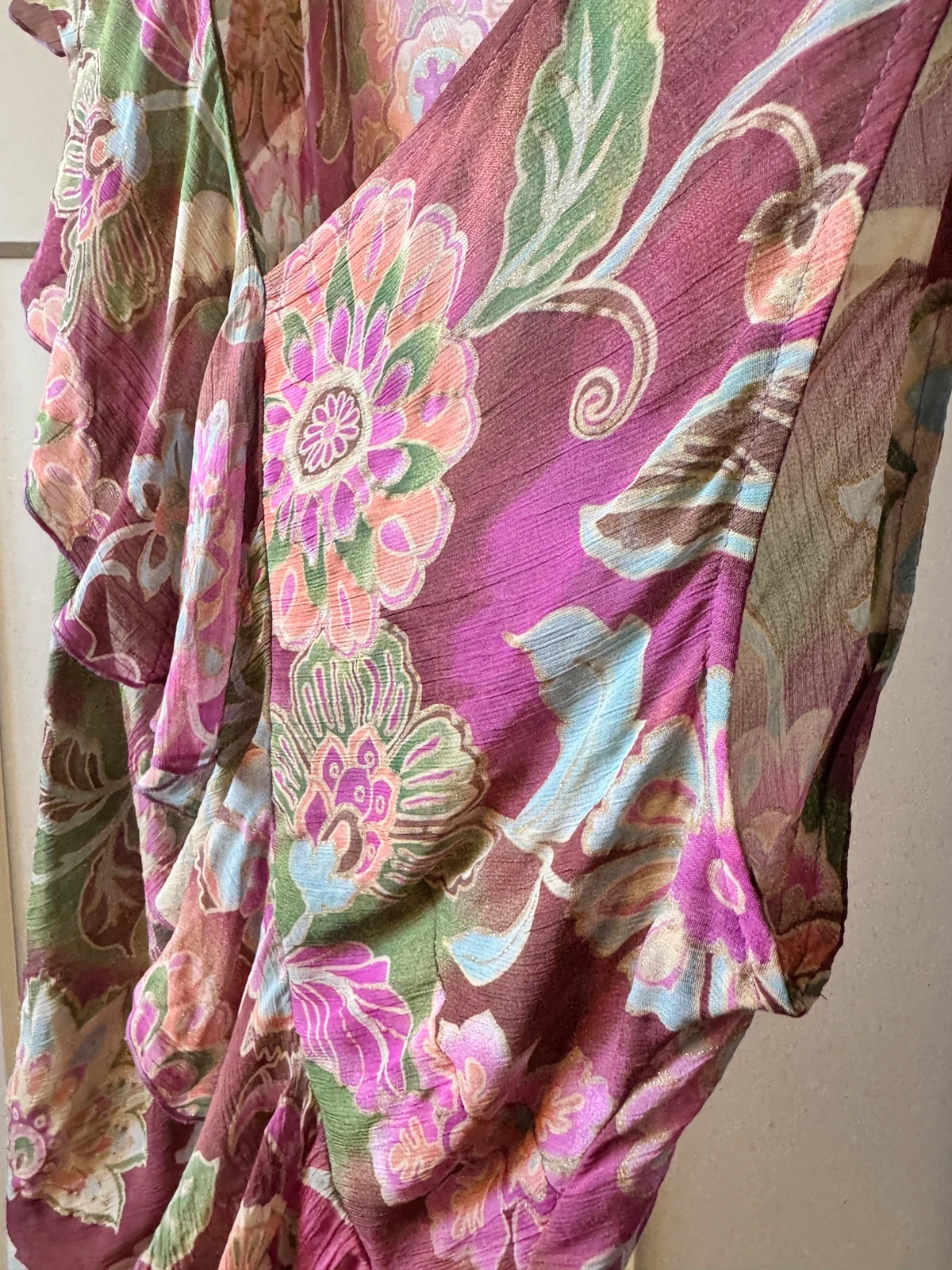 Top vintage asymétrique à volants et imprimé floral – Vintage Dressing – taille S / 36 / 8 3