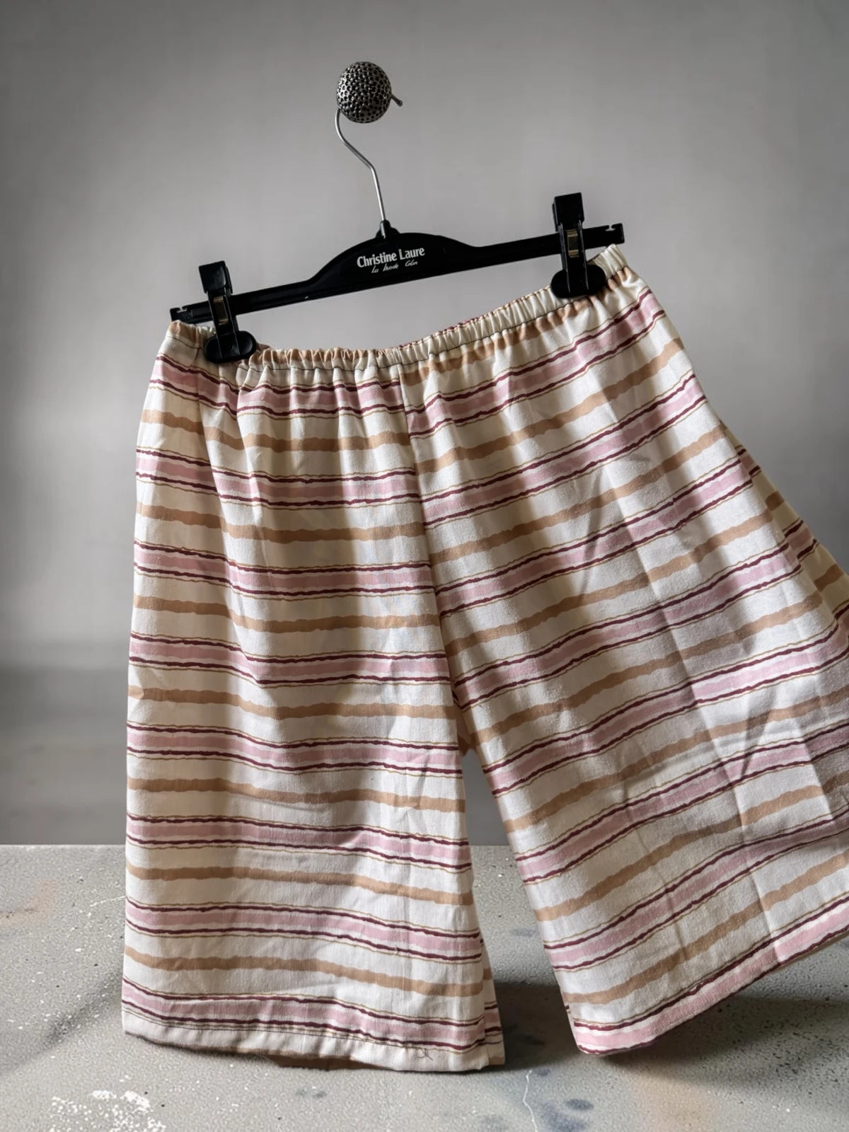 Short/Bermuda baggy rayé fait main en coton