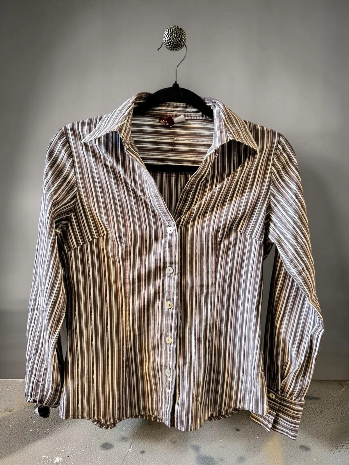 Chemise Vintage Siren Rayée Fil Brillant Cintrée Style Office Taille 2
