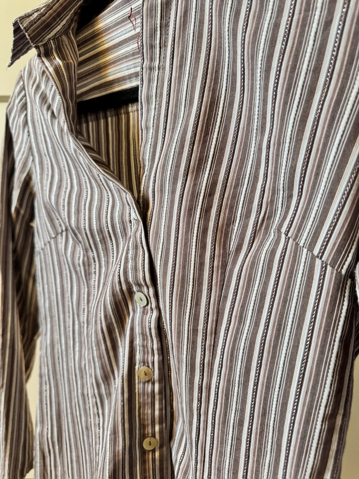 Chemise Vintage Siren Rayée Fil Brillant Cintrée Style Office Taille 2 – Vintage Dressing – taille M / 38 / 10 3