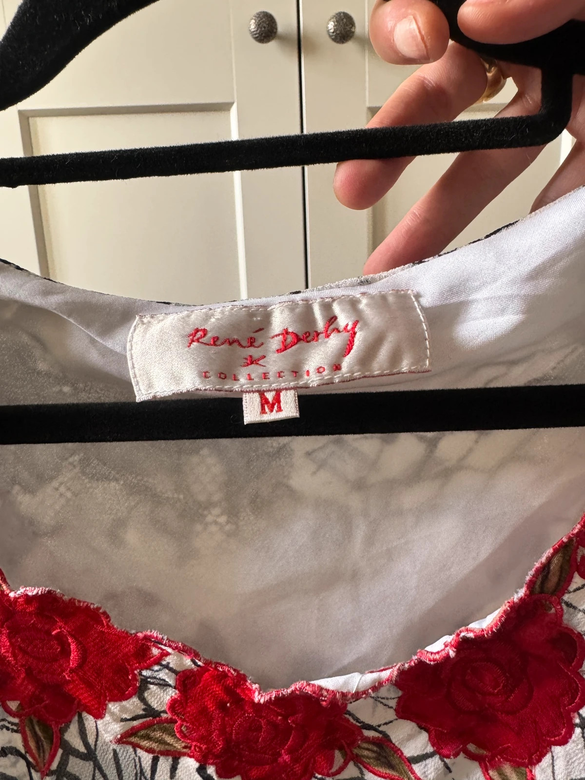 Robe longue vintage asymétrique dentelle et imprimé graphique René Derhy sirène – René Derhy – taille M / 38 / 10 2