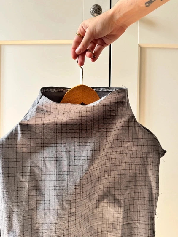 Ensemble asymétrique avant-garde design fait main sur mesure carreaux – Fait Main – taille XS / 34 / 6 3