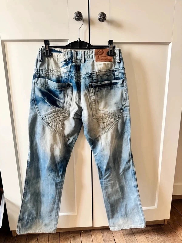 Jean vintage années 2000 multi-poches délavé effet tie-dye – Vintage Dressing – taille M 2