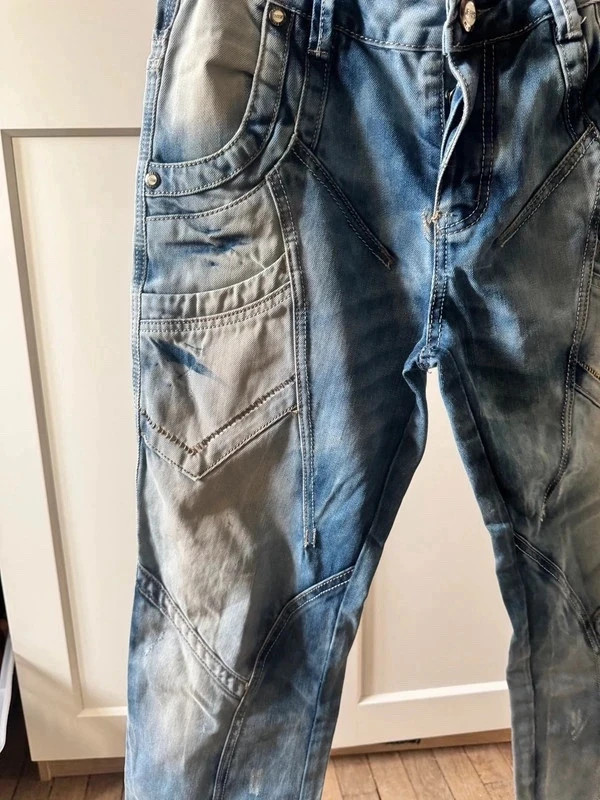 Jean vintage années 2000 multi-poches délavé effet tie-dye – Vintage Dressing – taille M 4