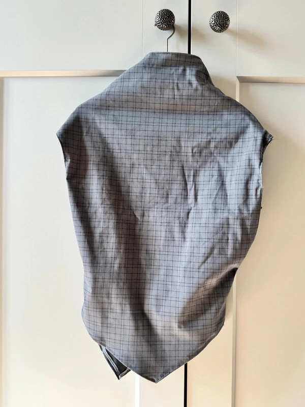 Ensemble asymétrique avant-garde design fait main sur mesure carreaux – Fait Main – taille XS / 34 / 6 4