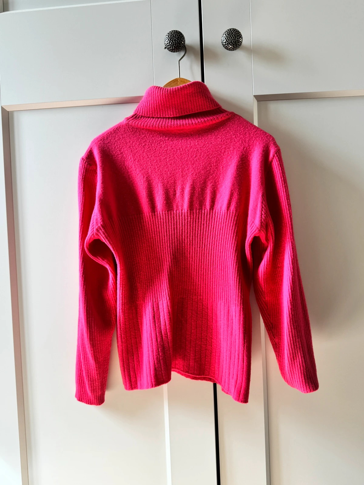 Pull col roulé rose fushia moulant vintage y2k laine – Vintage Dressing – taille M / 38 / 10 3