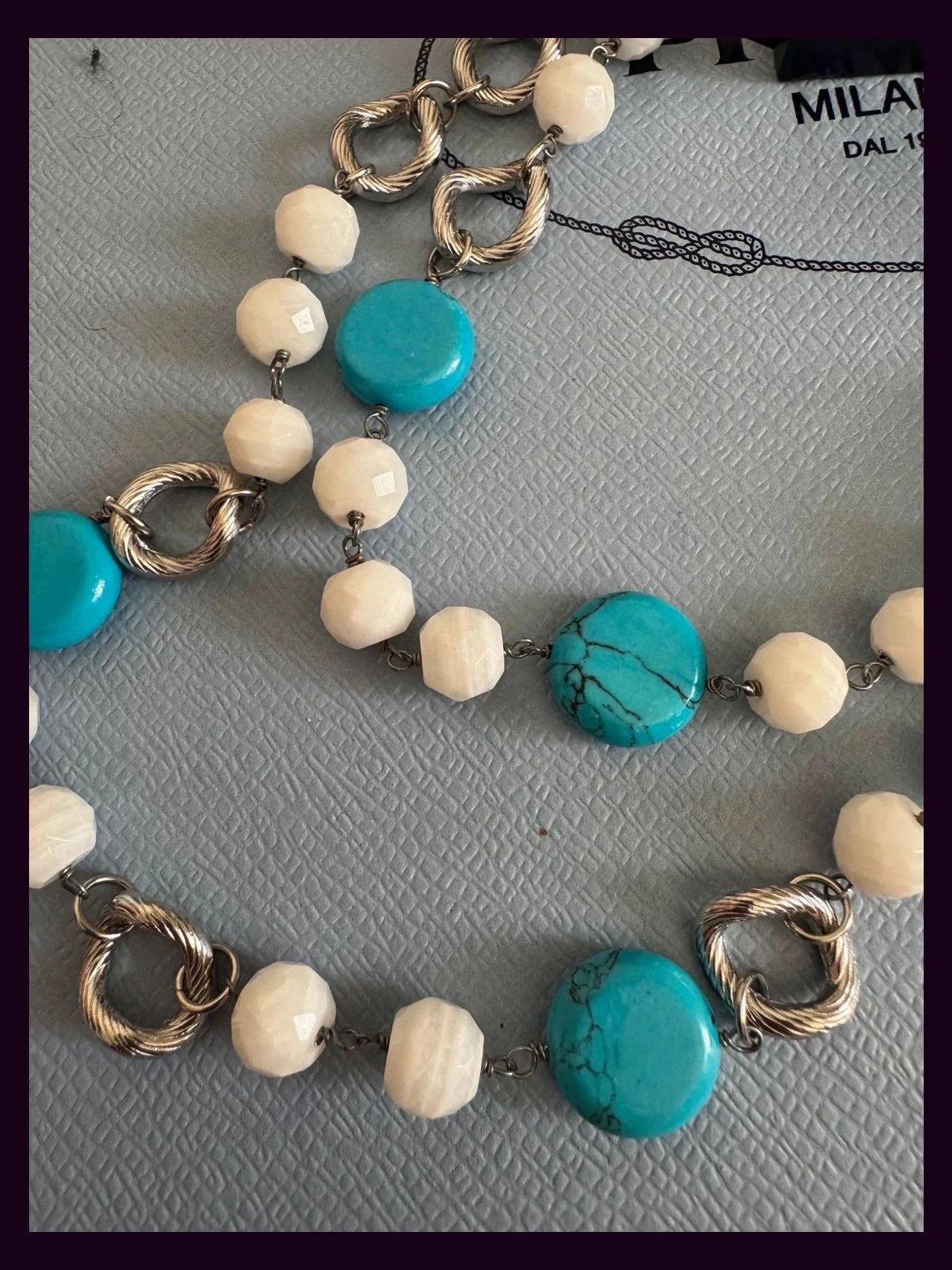 Collar largo piedras naturales, turquesa y agata 🦋 – Vintage Dressing 2