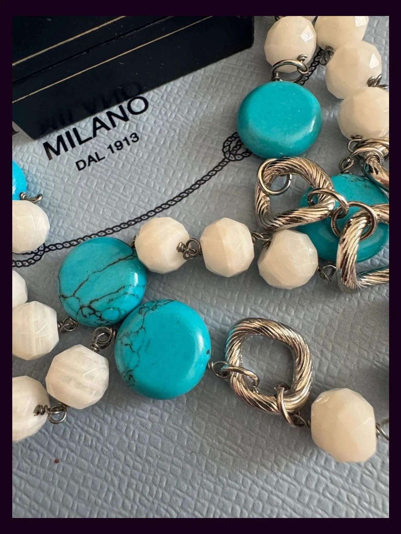 Collar largo piedras naturales, turquesa y agata 🦋 – Vintage Dressing 3