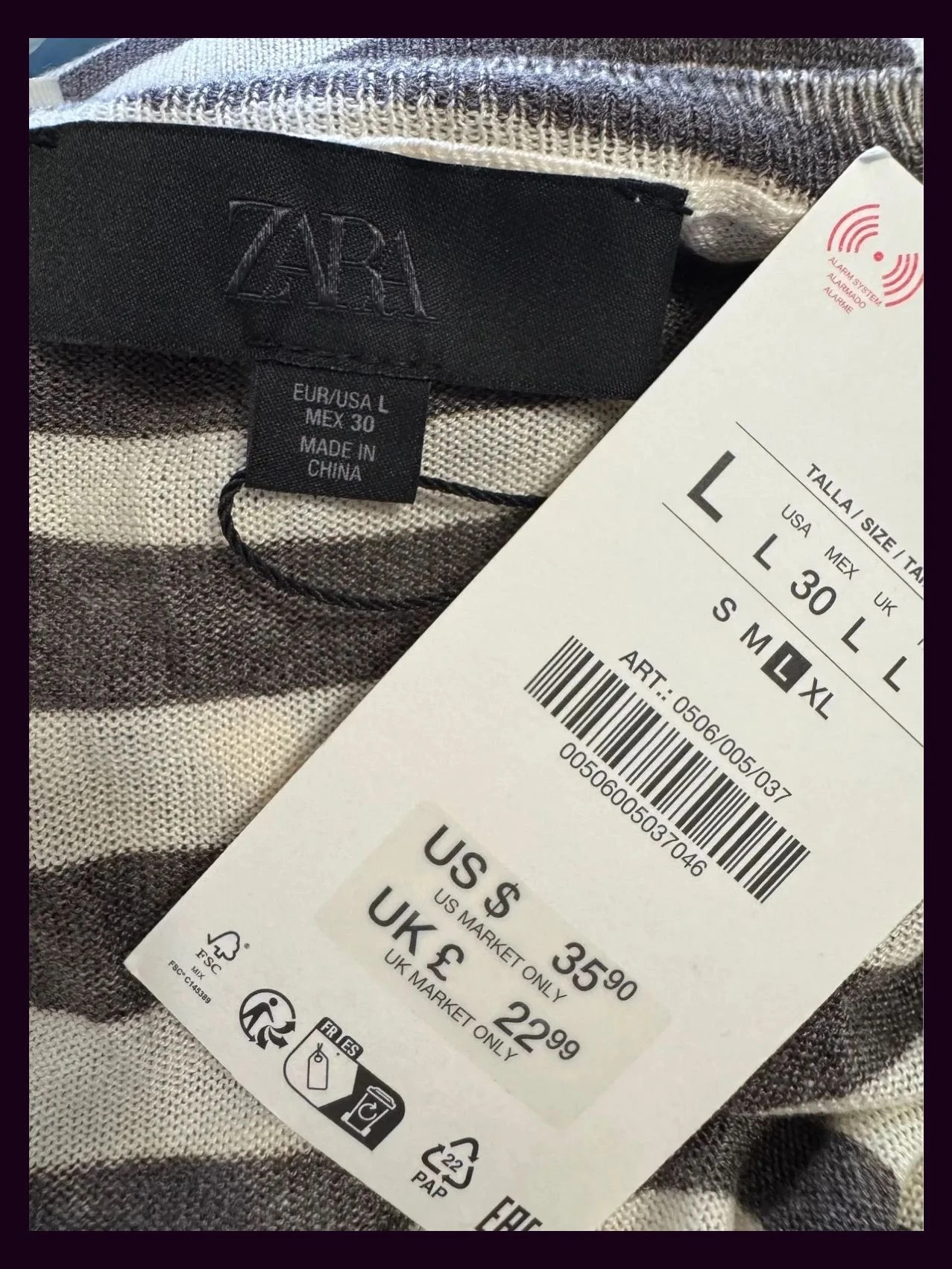 Jersey blusa punto fino 🦋 – Zara – taille L / 40 / 12 5