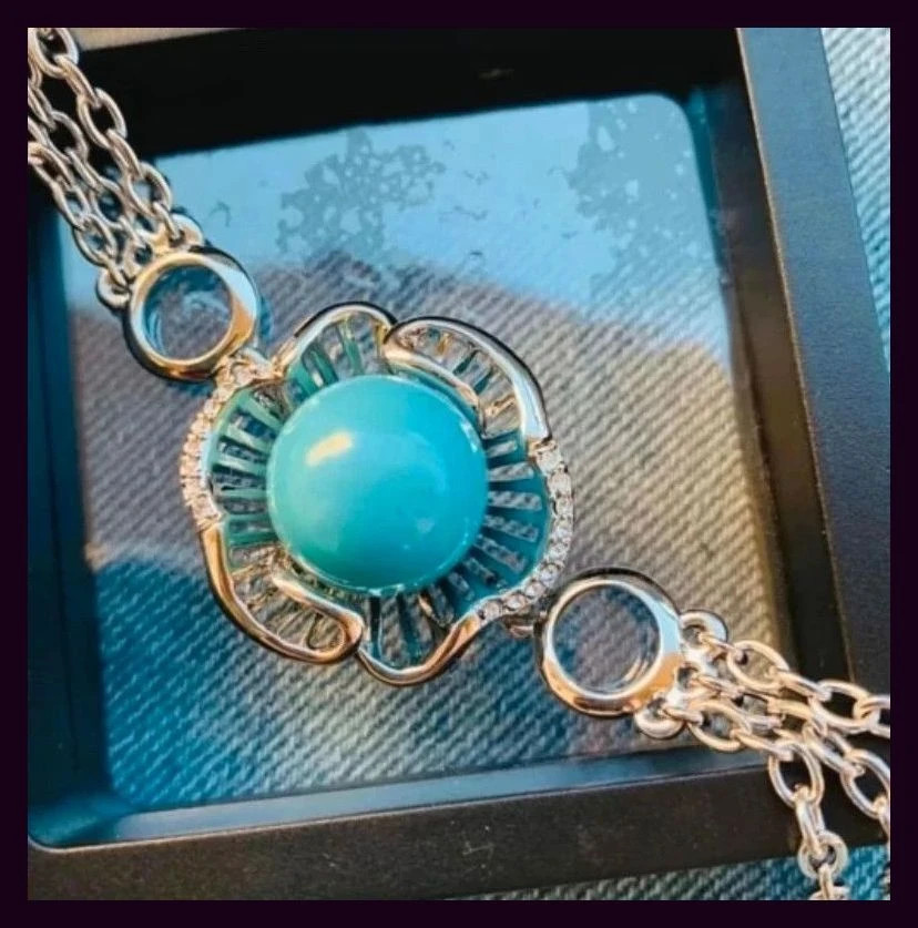 Pulsera rodio con piedra turquesa 🦋 – Pacific 2
