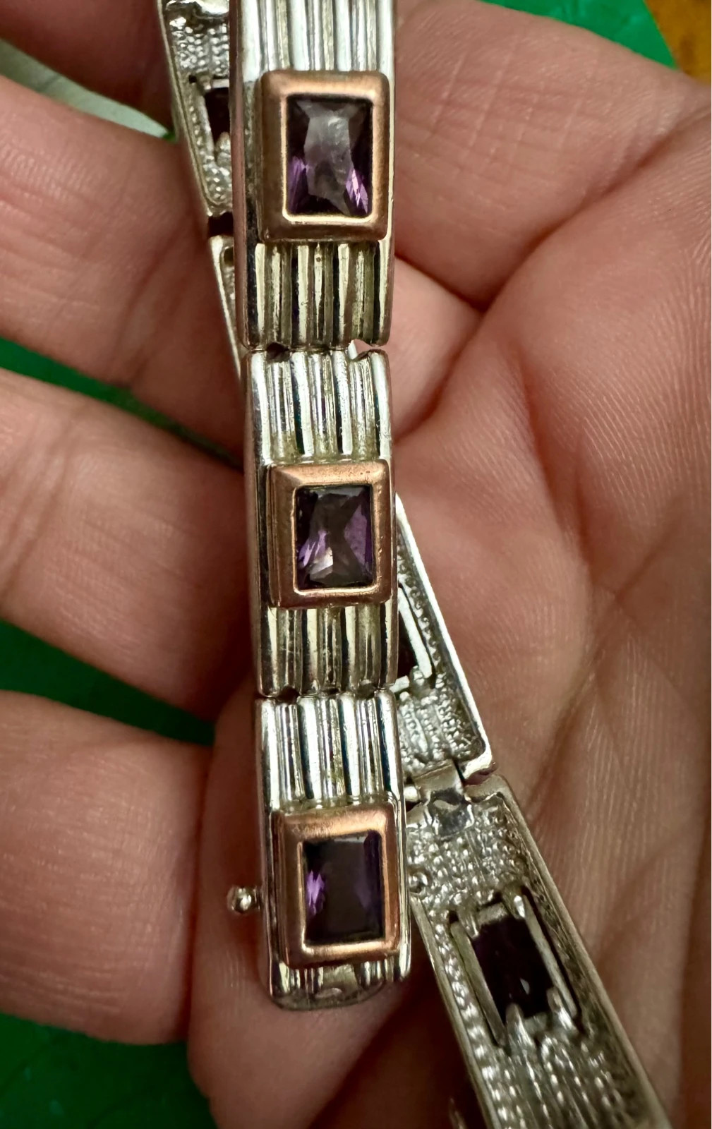Pulsera plata 925 vintage con piedras amatista 🦋 – Vintage 4