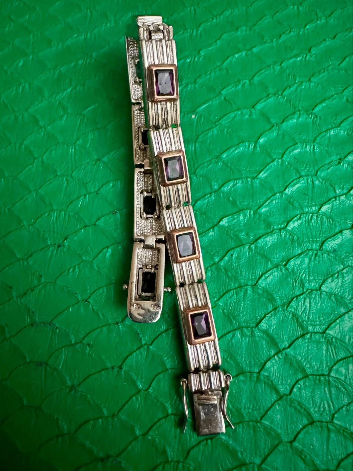 Pulsera plata 925 vintage con piedras amatista 🦋 – Vintage 2