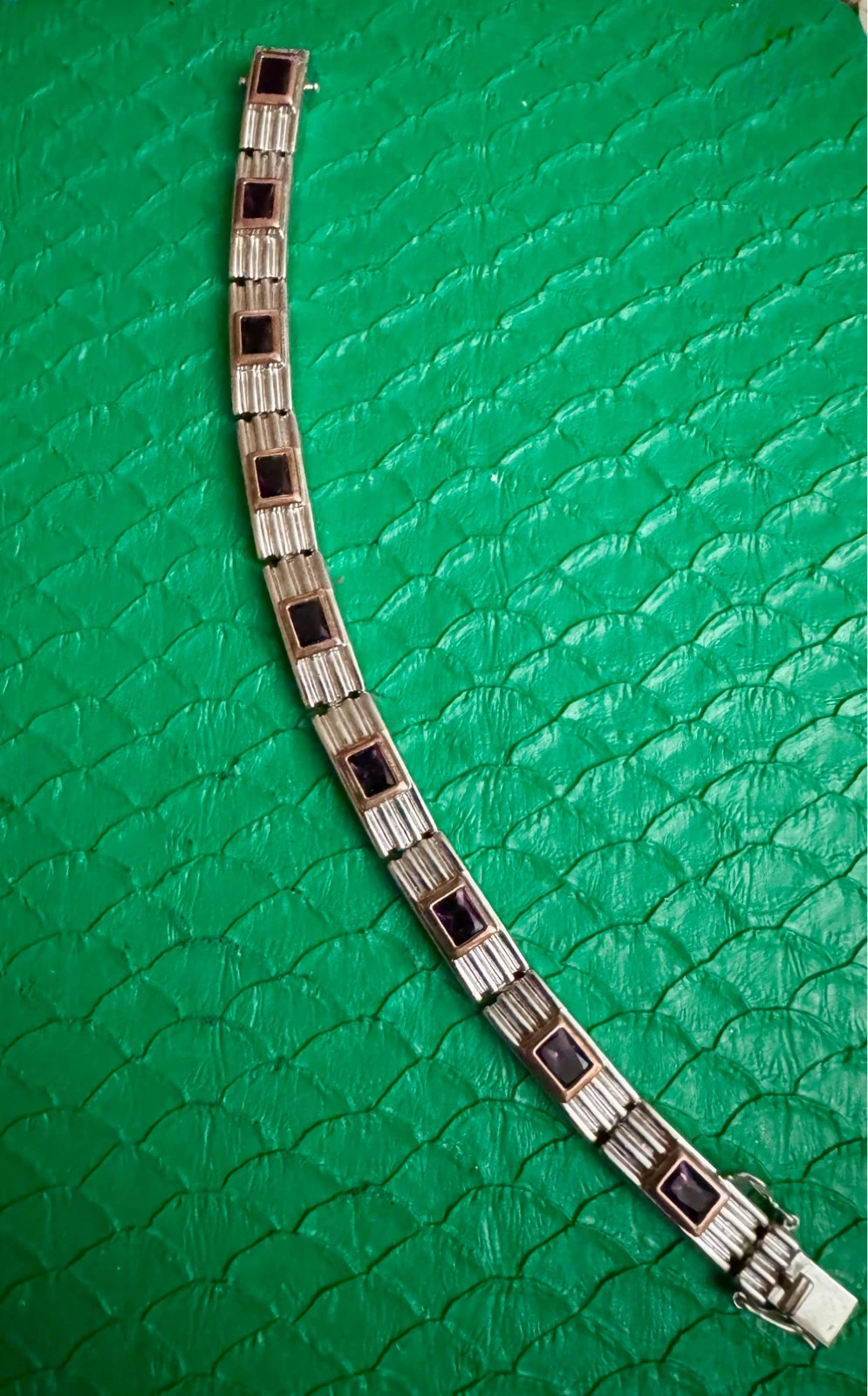 Pulsera plata 925 vintage con piedras amatista 🦋