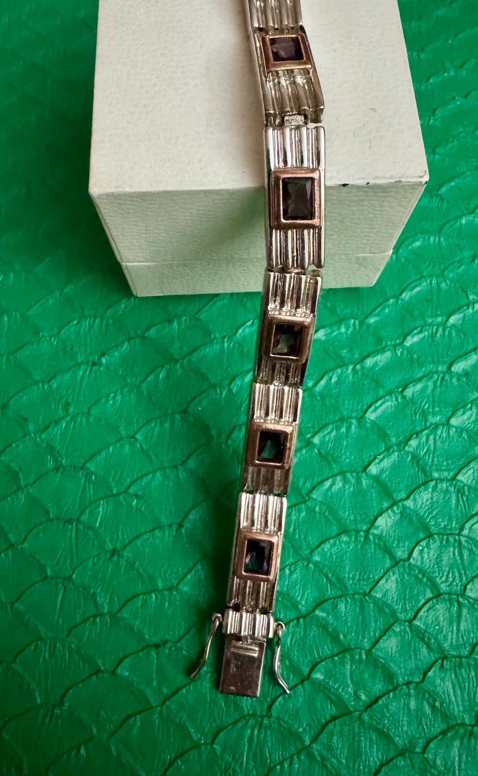 Pulsera plata 925 vintage con piedras amatista 🦋 – Vintage 3