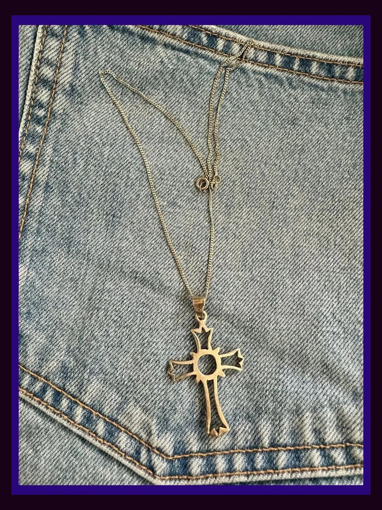 Cadena plata 925 con colgante cruz , vintage 🦋