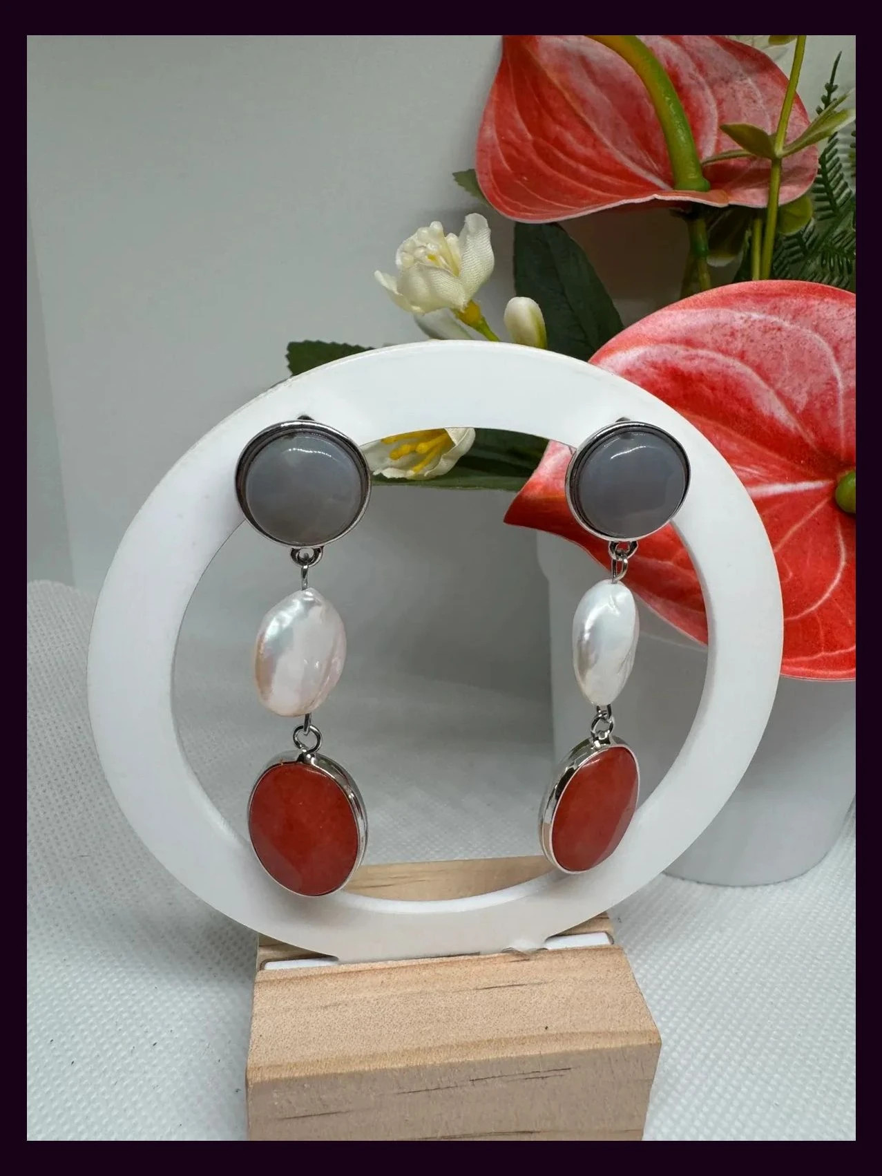 Pendientes largo acero y resina 🦋 – Boutique 2
