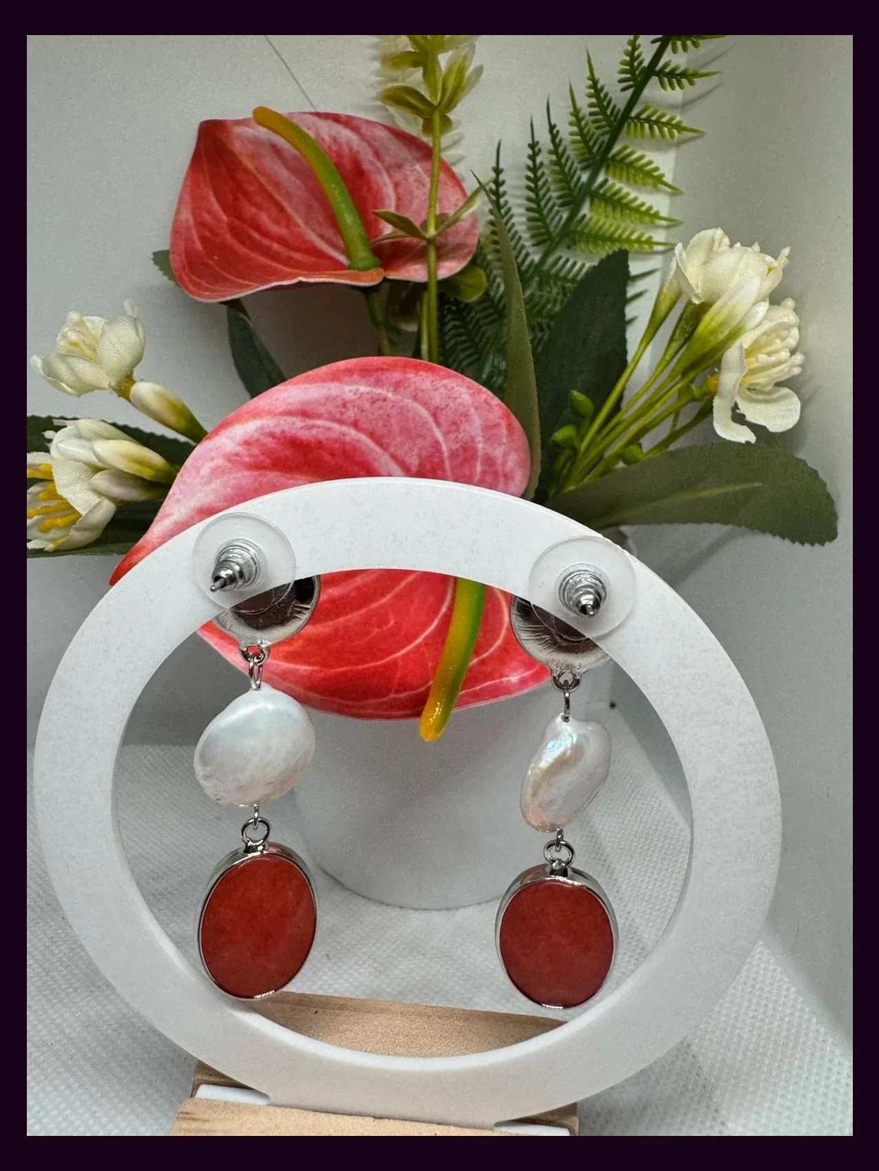 Pendientes largo acero y resina 🦋 – Boutique 4