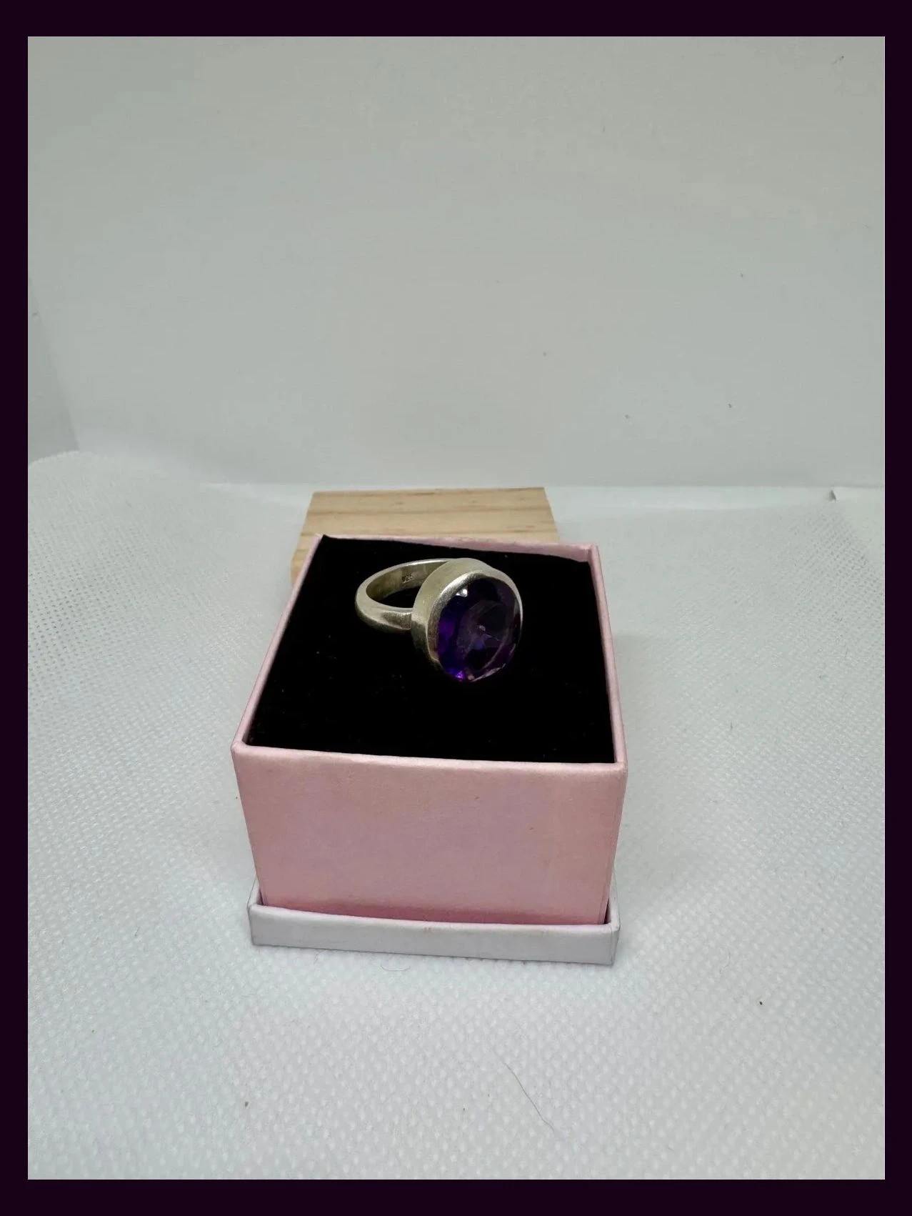 Anillo plata 925 con piedra amatista de Brasil talla 16 🦋 – Plata 925 – taille 17,7 mm 2
