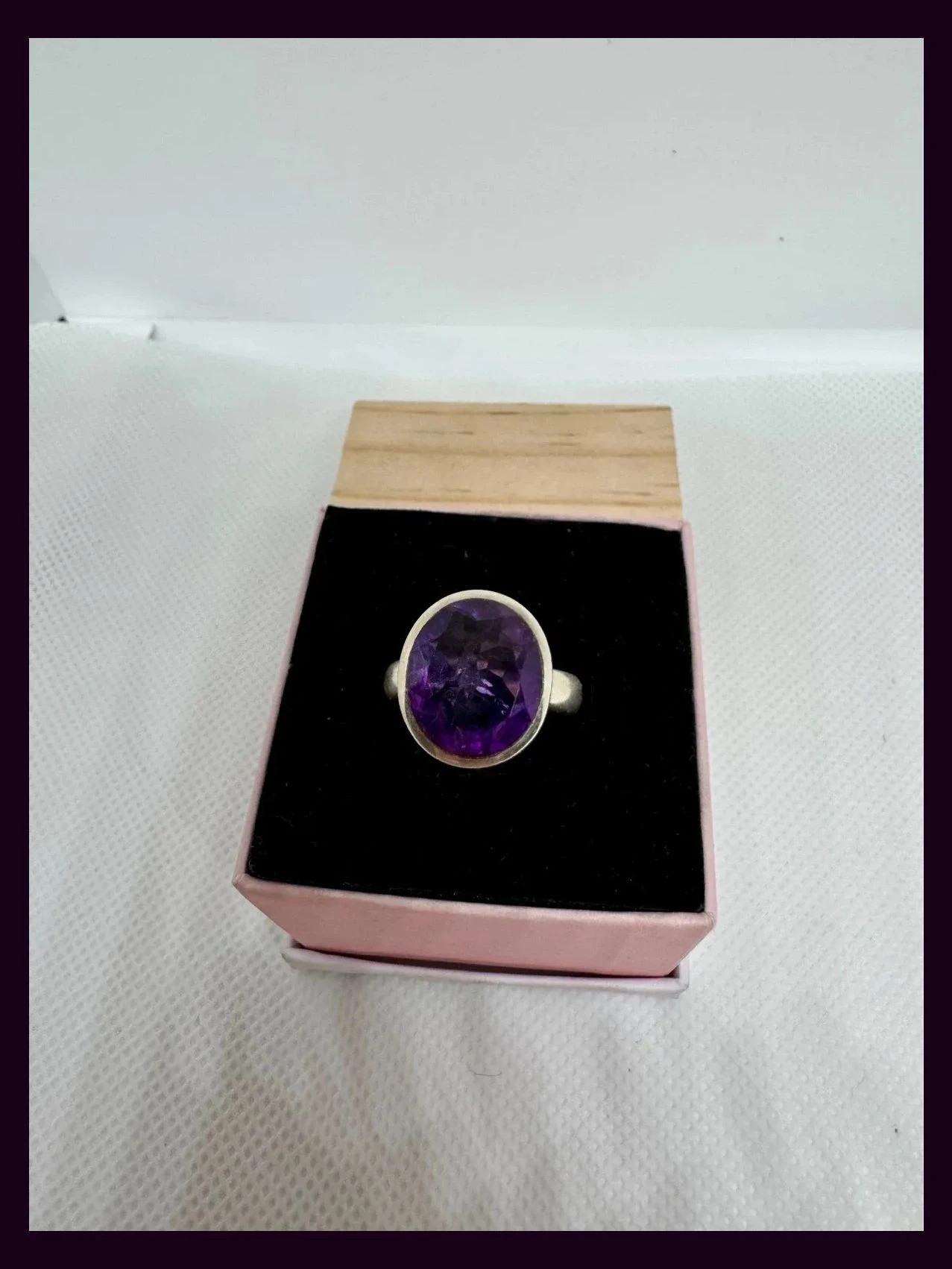 Anillo plata 925 con piedra amatista de Brasil talla 16 🦋 – Plata 925 – taille 17,7 mm 3