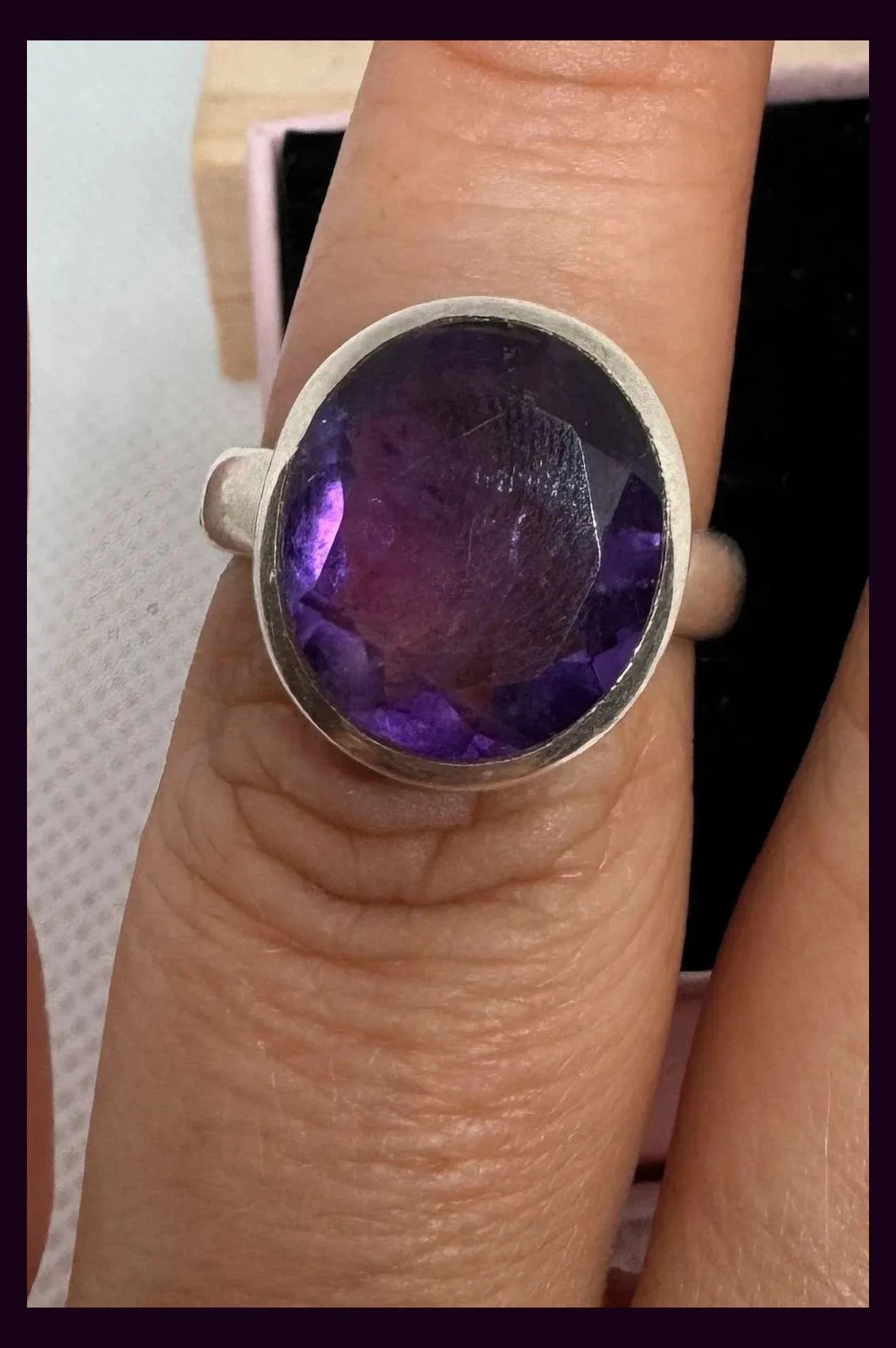 Anillo plata 925 con piedra amatista de Brasil talla 16 🦋 – Plata 925 – taille 17,7 mm 5