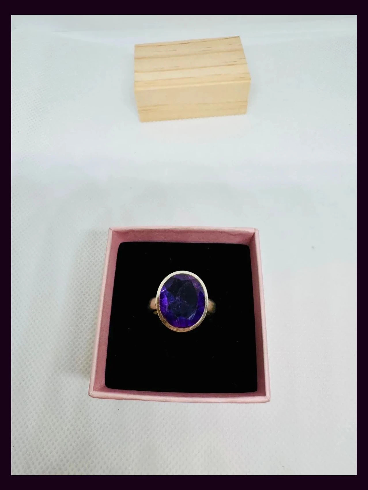 Anillo plata 925 con piedra amatista de Brasil talla 16 🦋