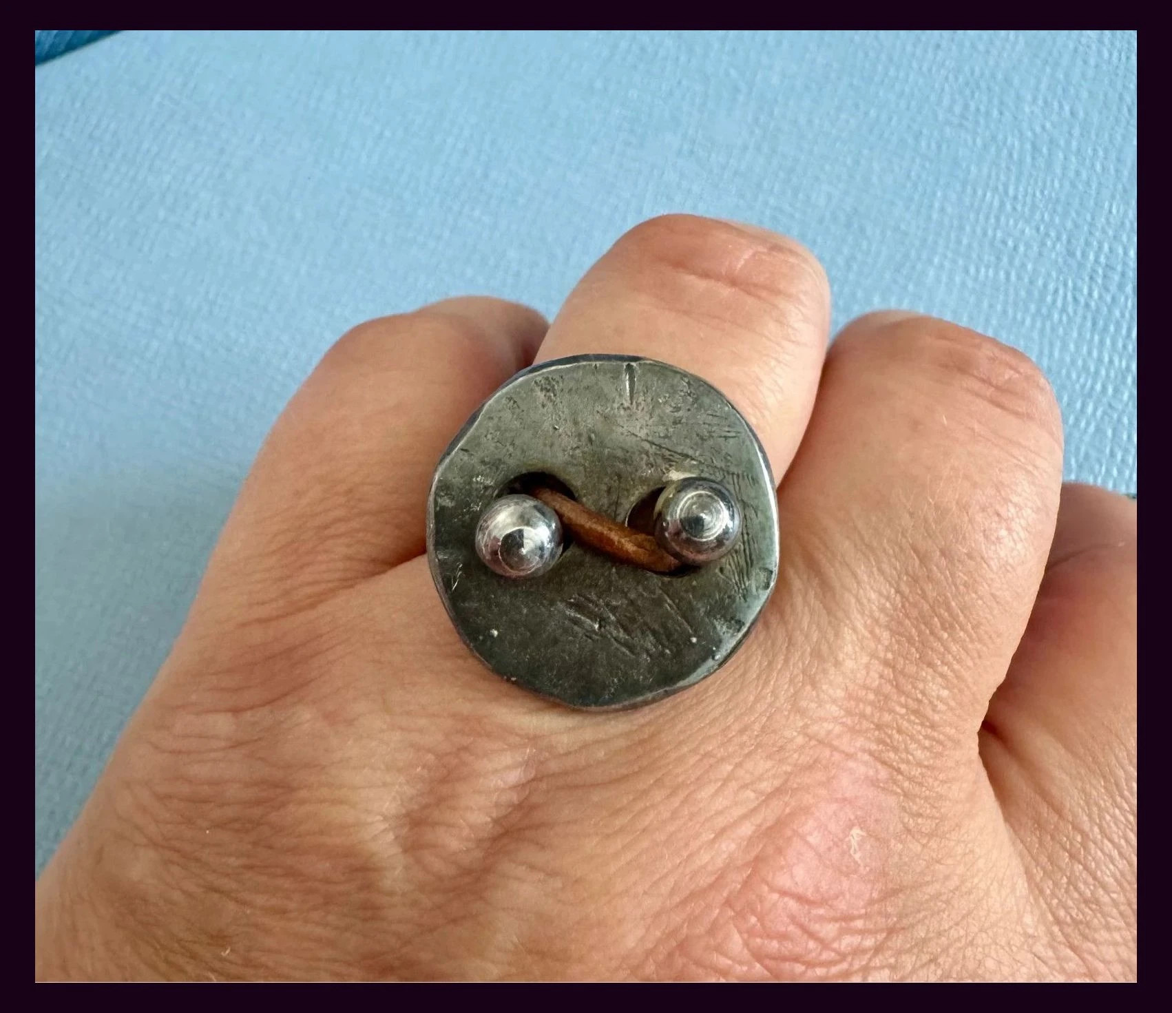 Anillo vintage alpaca y cuero 🦋 – Alpaca – taille Ajustable 4