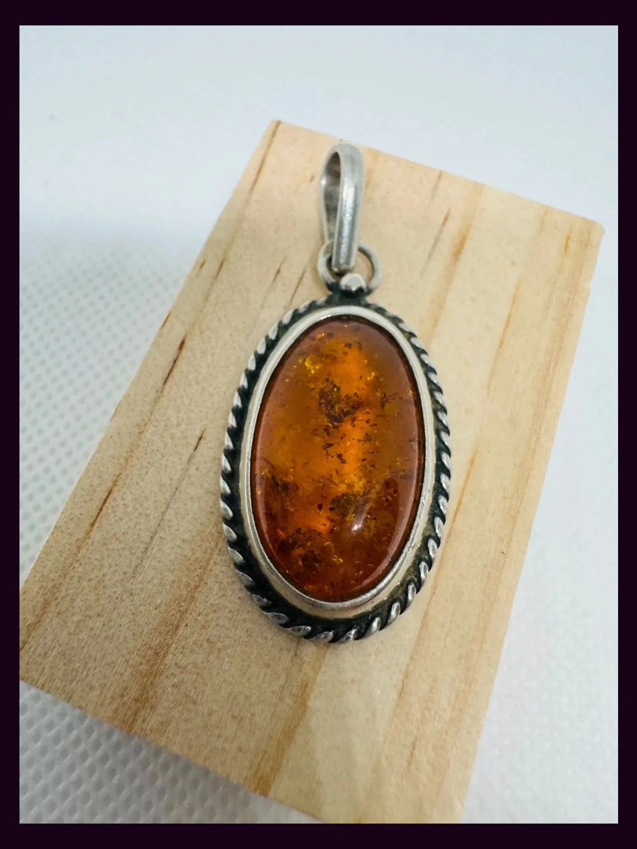 Colgante plata 925 vintage con piedra ambar 🦋 – Plata de Ley 3