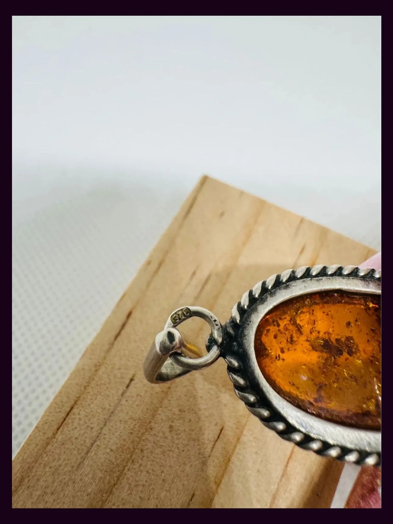 Colgante plata 925 vintage con piedra ambar 🦋 – Plata de Ley 5