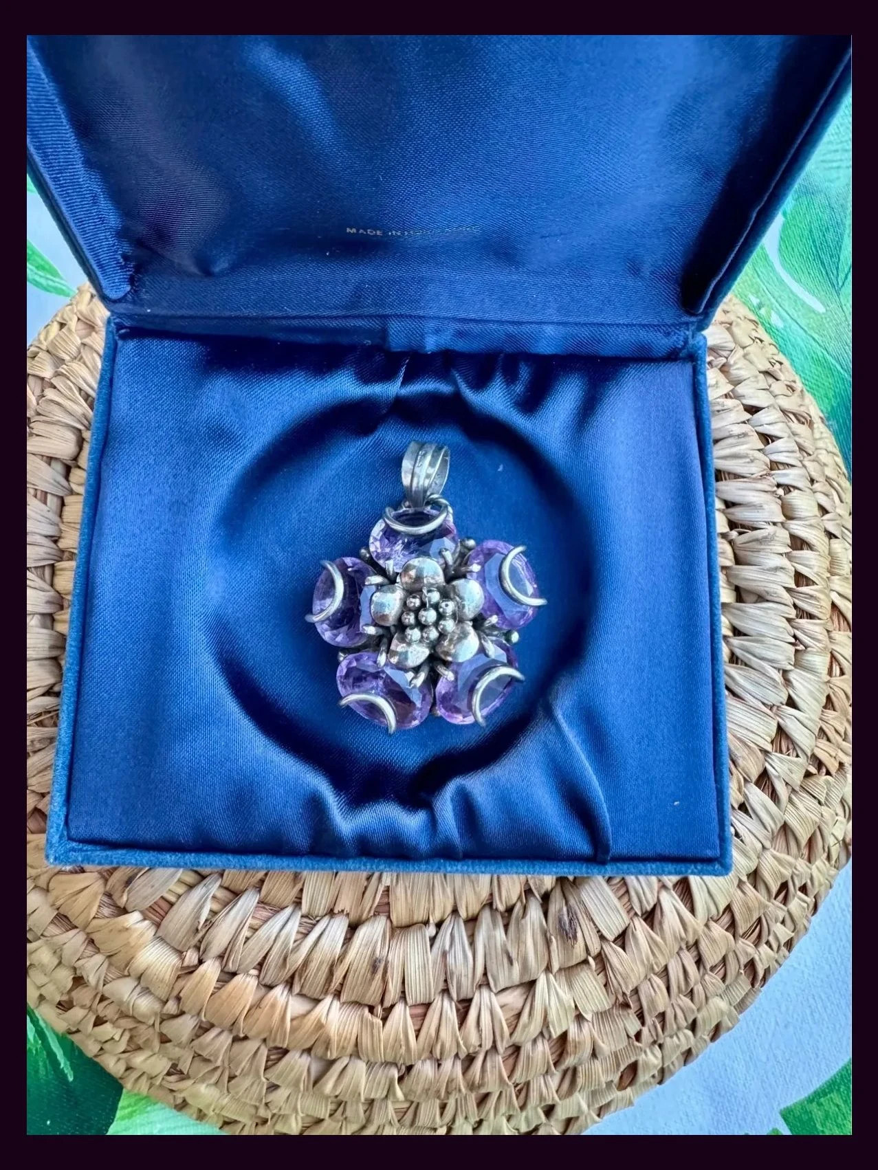 Colgante plata 925 , vintage con piedras amatista 🦋